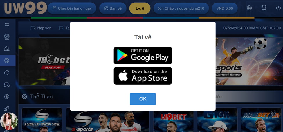 Hướng dẫn tải app UW99 trên điện thoại mới nhất 2024