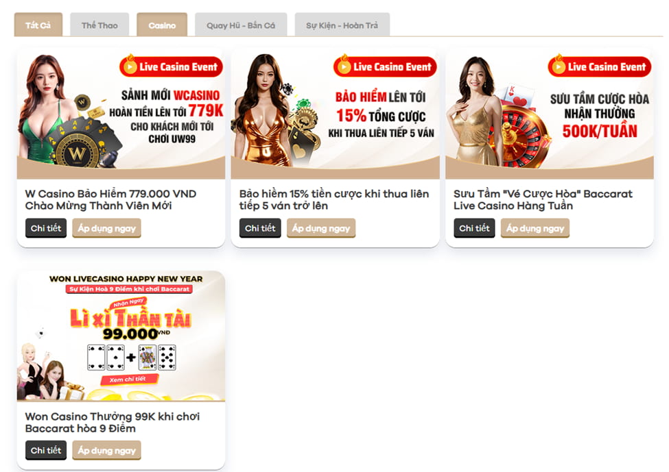 Chơi casino online UW99 và nhận nhiều khuyến mãi